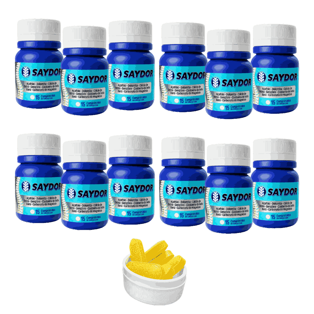 Kit 12 - Saydor Suplemento Alimentar 15 Comprimidos de 500mg