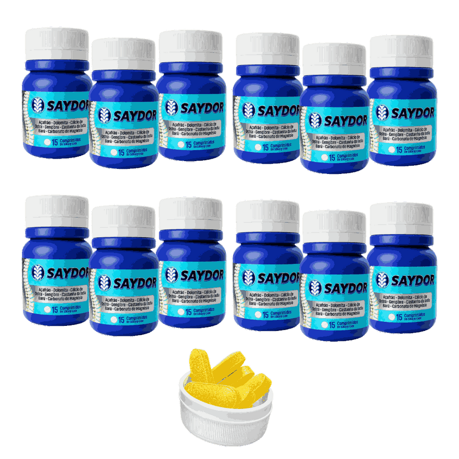 Kit 12 - Saydor Suplemento Alimentar 15 Comprimidos de 500mg